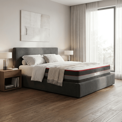 Colchão Luxury Gel Premium 200 x 190 cm, 27 cm de altura, molas ensacadas e viscoelástico Gel Fresh.
