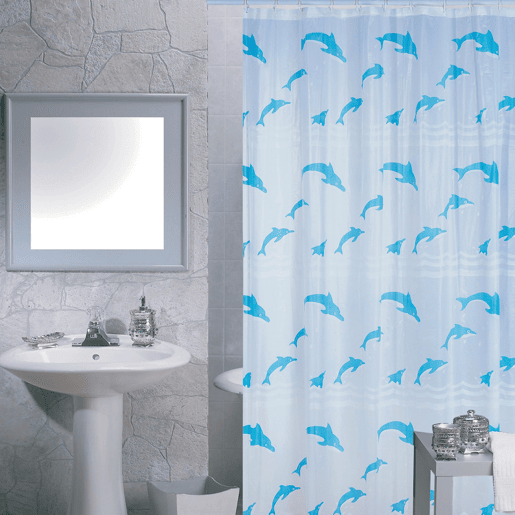 PVA 180x200 Dolphins Polyester Bath Curtain PVA 180x200 Dolphins Polyester Bath Curtain