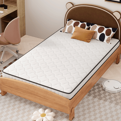 Colchão de molas 90x200 cm - H3 firme, 12 cm de espessura, ergonómico e enrolado - branco