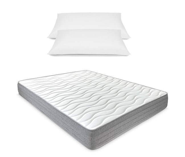 Colchón 135x190 viscoelástico nora reversible firmeza-dureza media-alta + 2 almohadas de regalo de 70cm