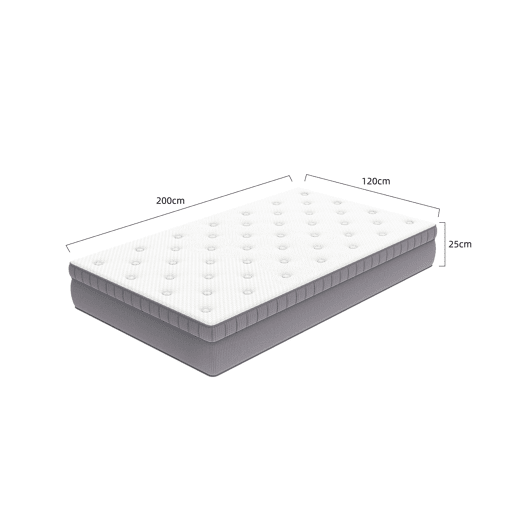 Colchão de molas 180x200 cm - 7 zonas, espuma confortável, ergonómico, H3, 25 cm - Branco