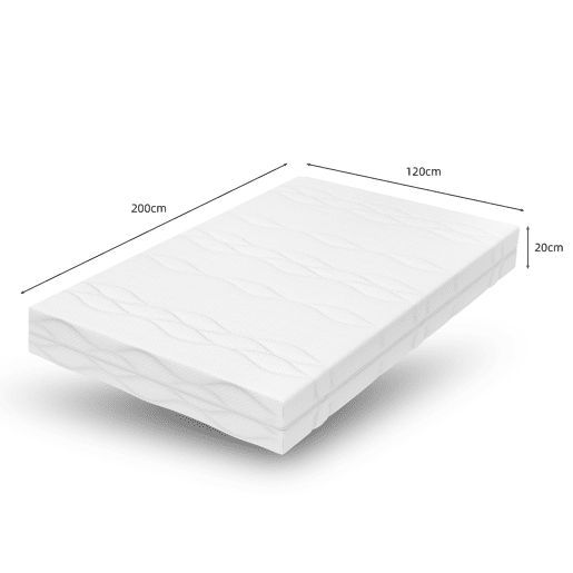 Colchão de molas 120x200 cm - Molas ensacadas, 7 zonas ergonómicas, H3, certificado Öko-Tex - Branco