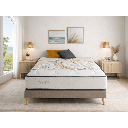Colchão de molas ensacadas SONHO ODISEO SPRING LATEX 140x190 cm u2013 Altura 31 cm com 2 cm de látex de cada lado Altura 31 Respirável e adaptável