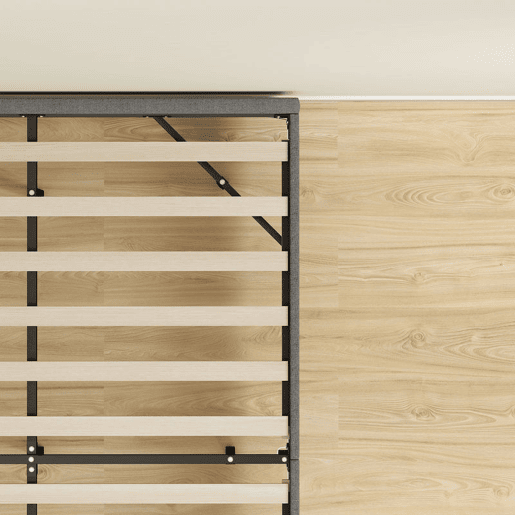 HOMCOM Cama 160x200 cm com Luzes LED Estofada em Linho Ripas de Madeira Silenciosa Fácil de Montar Cinzento