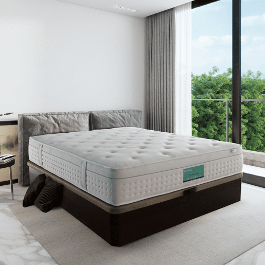 Colchão Híbrido 150x200 cm Lotus - Altura +- 30 cm - Firmeza MédiaAlta - Molas Ensacadas e Espuma Viscoelástica - Grande Adaptabilidade e Suporte Progressivo - Descanso Silencioso