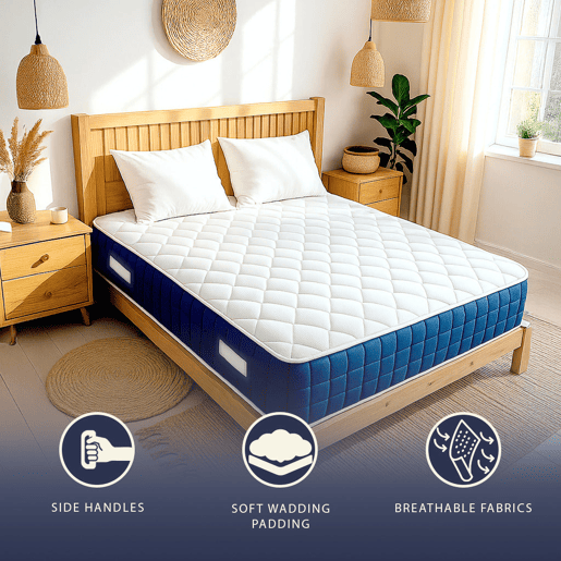 The White Stone Colchão 140x190 cm, Altura 30 cm, com Molas Ensacadas e Memory Foam | Antibacteriano e Respirável | Materiais Certificados Made in Italy
