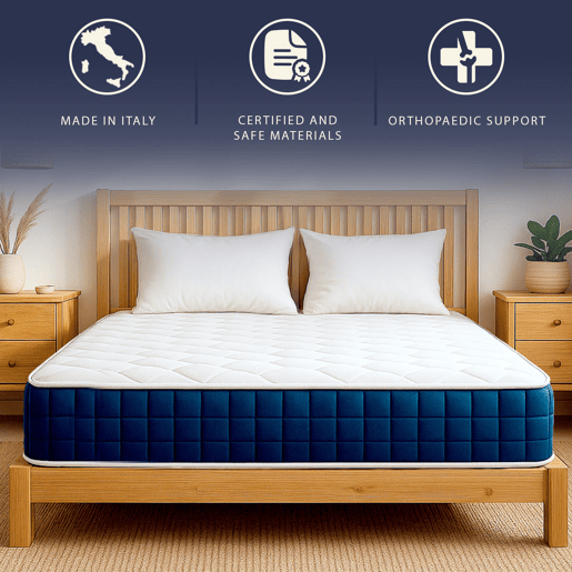 The White Stone Colchão 140x190 cm, Altura 30 cm, com Molas Ensacadas e Memory Foam | Antibacteriano e Respirável | Materiais Certificados Made in Italy
