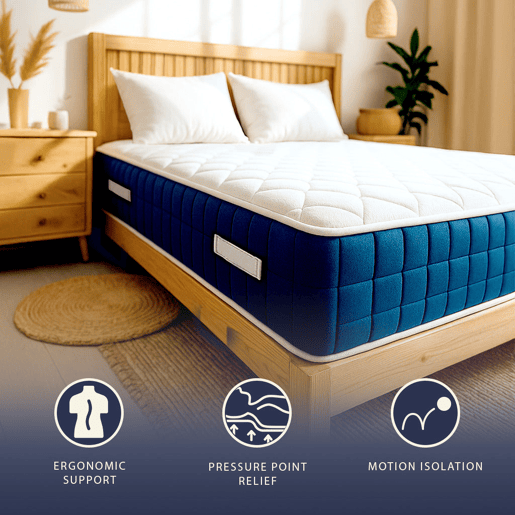 The White Stone Colchão 140x190 cm, Altura 30 cm, com Molas Ensacadas e Memory Foam | Antibacteriano e Respirável | Materiais Certificados Made in Italy