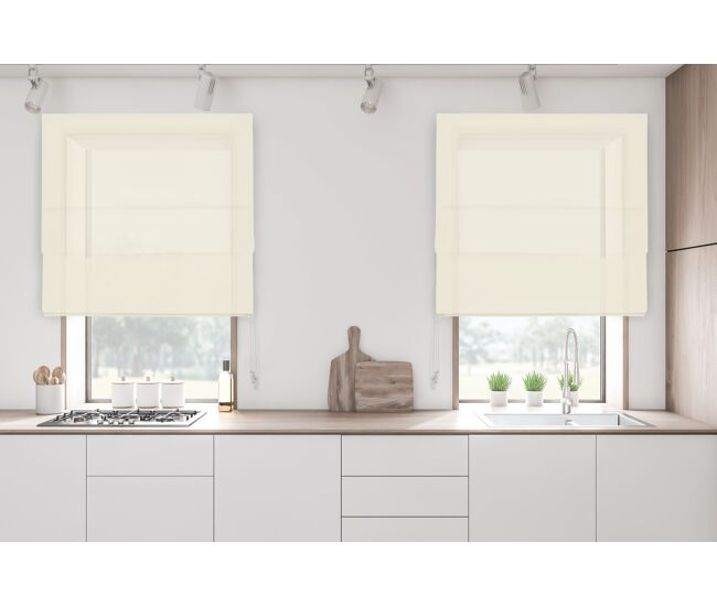 Estor plegable básico traslúcido marfil 90 x 250cm