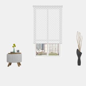 Estore de Rolo Estampado Twist Branco e Preto 90 X 250cm