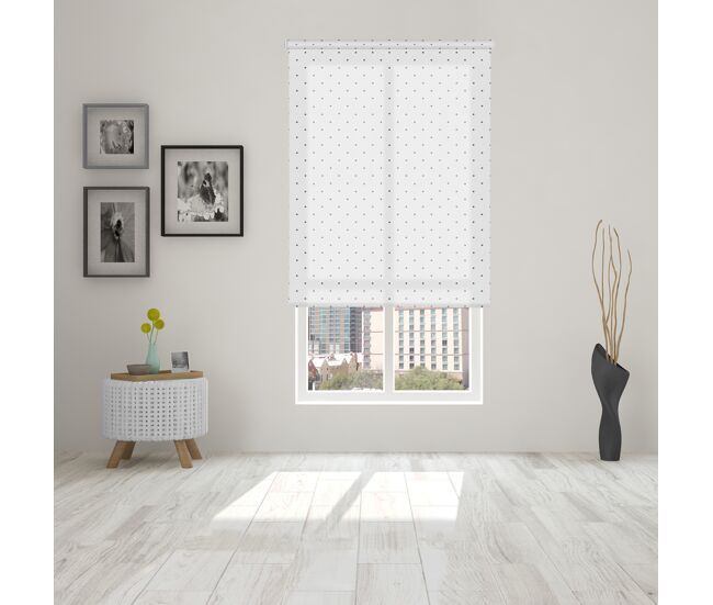 Estor enrollable estampado twist blanco y negro 90 x 250cm