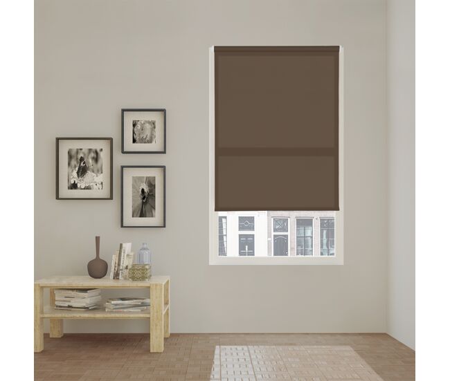 Estor enrollable easy fix traslúcido ecofuture marrón 55 x 190cm