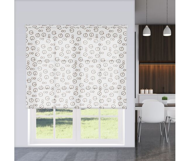 Estor enrollable estampado jazz blanco y marrón 180 x 250cm