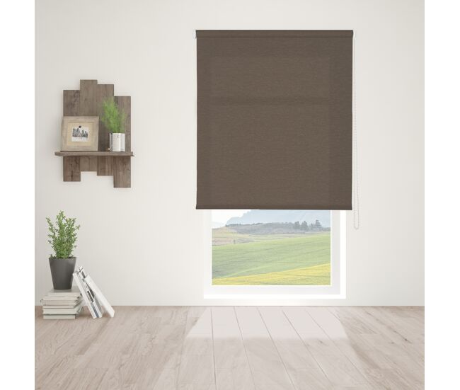Estor enrollable traslúcido básico marrón 120 x 250cm