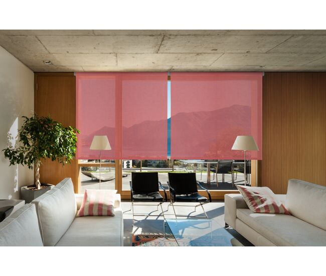 Estor enrollable screen apertura 10% plata y rojo 105 x 250cm