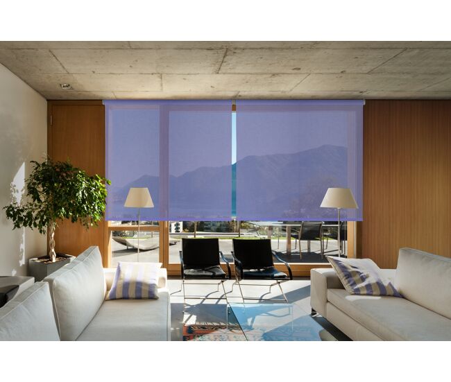 Estor enrollable screen apertura 10% plata y azul 120 x 250cm