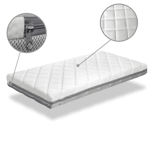 Colchão bebê CUNA 67X137 BABY AIR Altura 11 CM Removível, lavável, adaptável e respirável