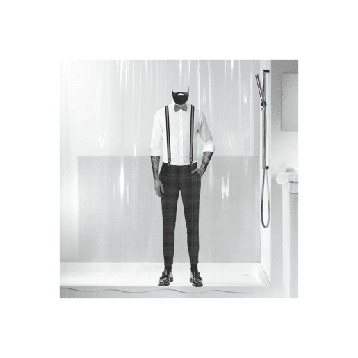 Coleção Spirella Dandy, cortina de chuveiro têxtil 180 x 200, 100% poliéster, preto