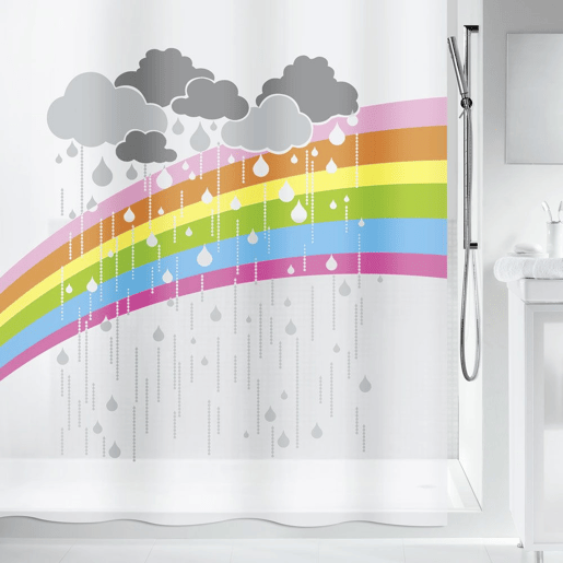 Coleção Spirella Arc, cortina de chuveiro têxtil 180 x 200, 100% poliéster, multicolorida