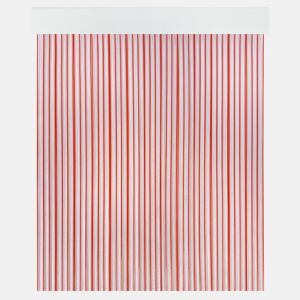 Acomoda Textil - Cortina de PVC para interior ou exterior para Terraço, Jardim, Varanda e Pátio. Painel de Controlo de Moscas e Insectos em Alumínio com Varão de Alumínio (VermelhoTransparente, 90x210 cm).