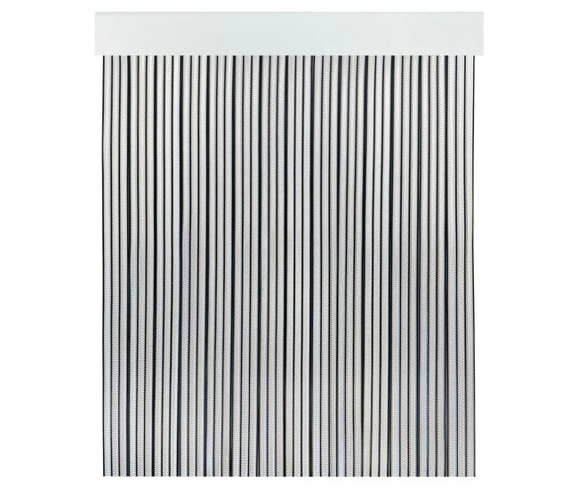 Acomoda textil - cortina interior o exterior pvc para terraza, jardín, balcón y patio. panel con barra de aluminio antimoscas e insectos fácil instalación. (negro/transparente, 90x210 cm)