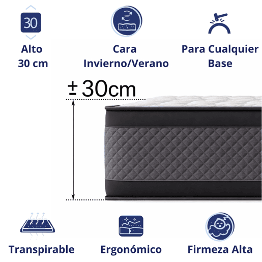 Colchão CALIFORNIA FRESH Viscoelástico de Luxo (135x190 cm - Altura: 30 cm). César