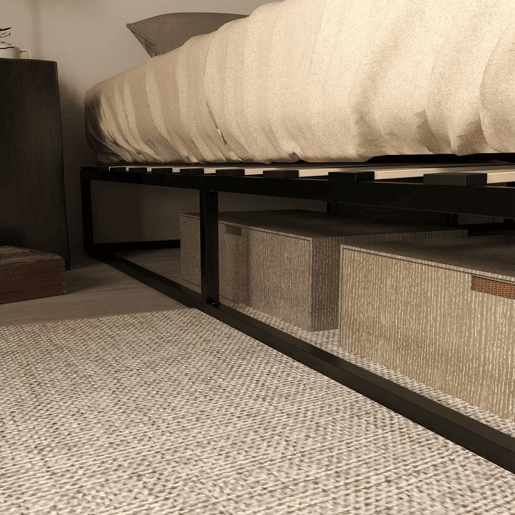 HOMCOM Estrutura de Cama de Aço Altura 25 cm Estrado de Cama para Colchão 180x200 cm com Ripas de Madeira para 1-2 Pessoas Estilo Moderno Preto