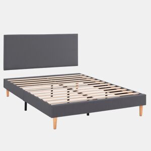 Base Estofada + Cabeceira Aura 90x190 cm Cinza Escuro