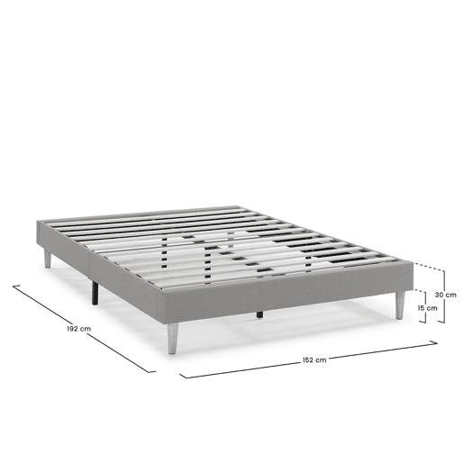 Base Estofada Aura 90x190 cm Cinzento Escuro