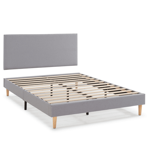 Base Estofada + Cabeceira Aura 140x190 cm Cinza Claro