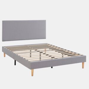 Base Estofada + Cabeceira Aura 90x190 cm Cinza Claro