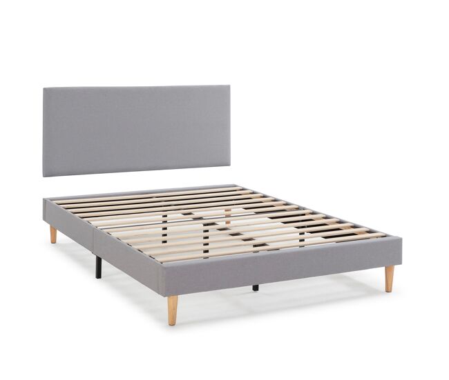 Base tapizada + cabecero aura 140x190 cm gris claro