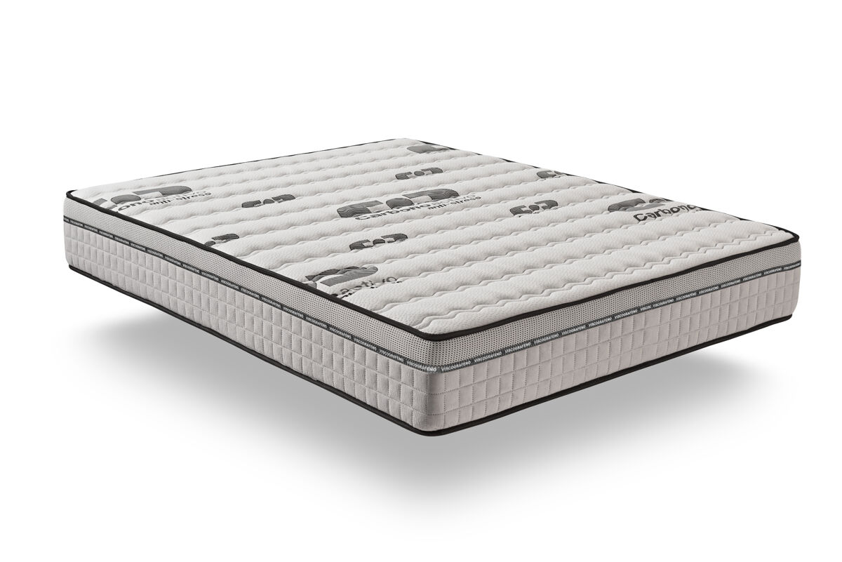 Colchón visco-carbone 140x200 cm - espuma hr - blue latex - muy grueso 24 cm, gel memory foam, 7 zonas, antiestrés - reversible cara invierno/verano