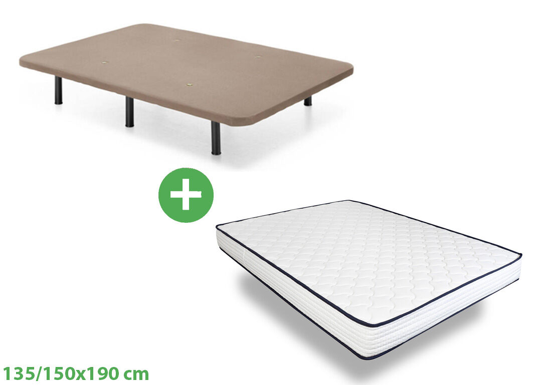 Somier base tapizada 105cm + colchon basic 105cm